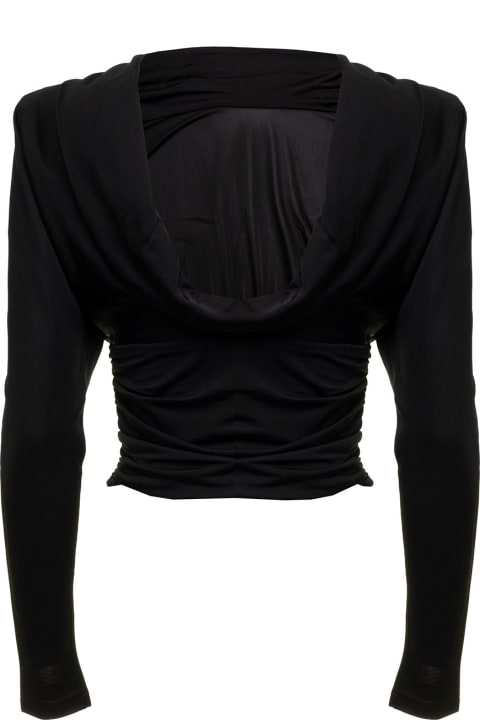 ウィメンズ新着アイテム Saint Laurent Woman's Stretch Jersey Long-sleeved Top With Back Uncovered
