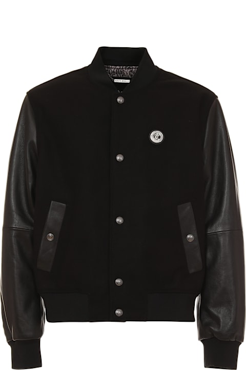 Roberto Cavalli for Kids Roberto Cavalli Black Leather Bomber Jacket Just Cavalli