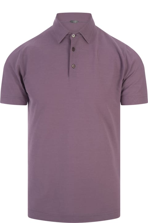 Clothing for Men Zanone Lilac Cotton Short-sleeved Polo Shirt