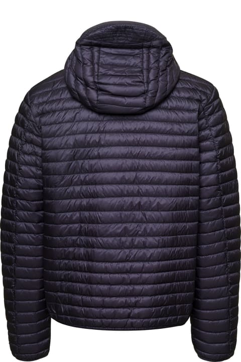 'ross' Blue Down Jacket With Zip Fastening In Polyamide Man