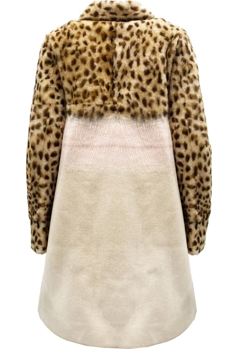 DROMe Clothing for Women DROMe Leopard Sleeve Shearling Coat
