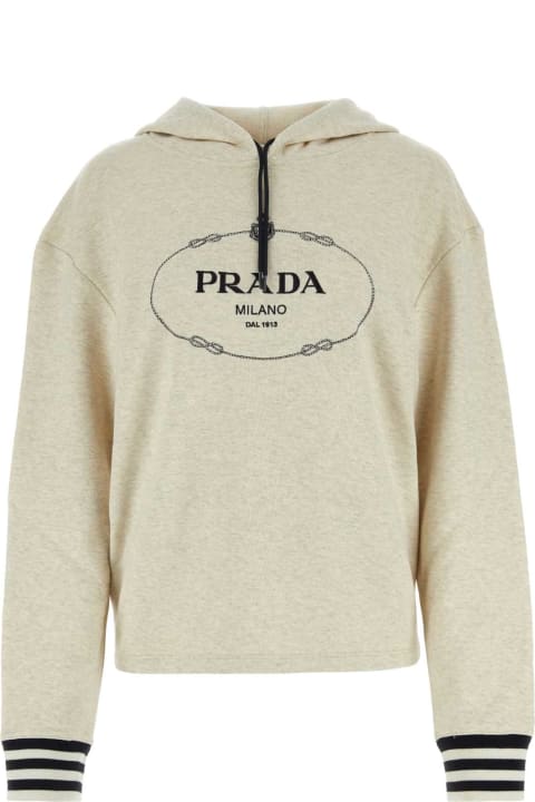 Fleeces & Tracksuits for Women Prada Melange Sand Cotton Sweatshirt