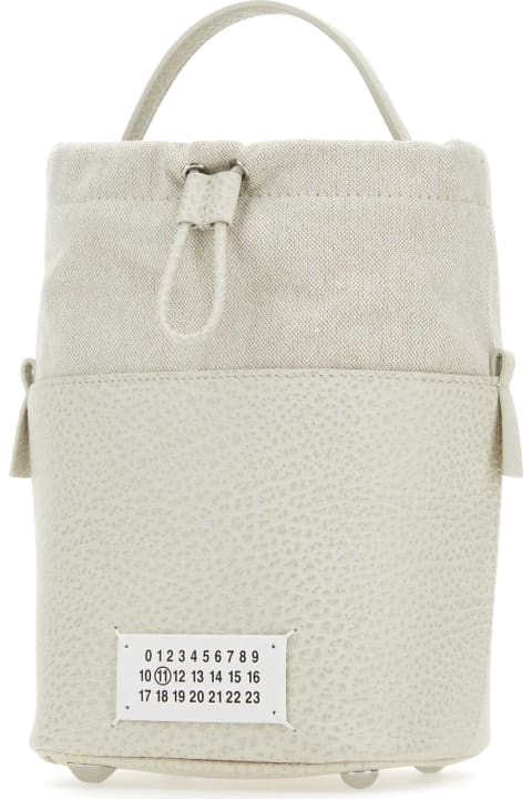 Homeware Maison Margiela Chalk Leather And Canvas Mini 5ac Bucket Bag