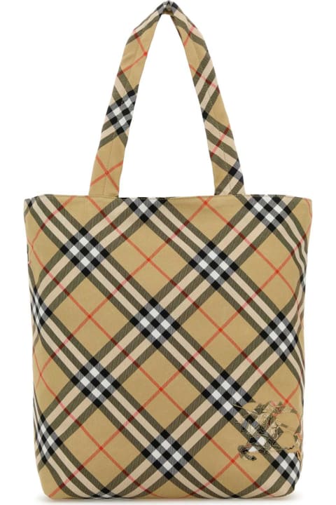 Burberry Totes for Men Burberry Embroidered Canvas Check Shopping Bag