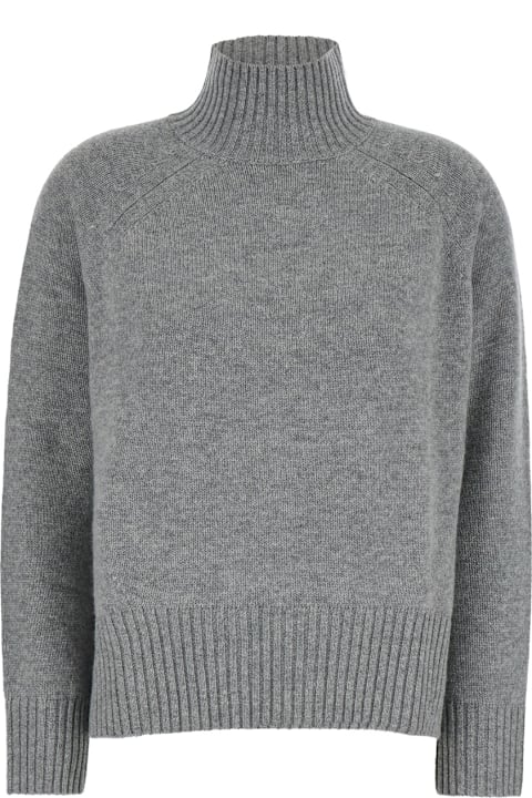 Allude Topwear for Women Allude Grey High Neck Sweater In Wool And Cashmere Woman