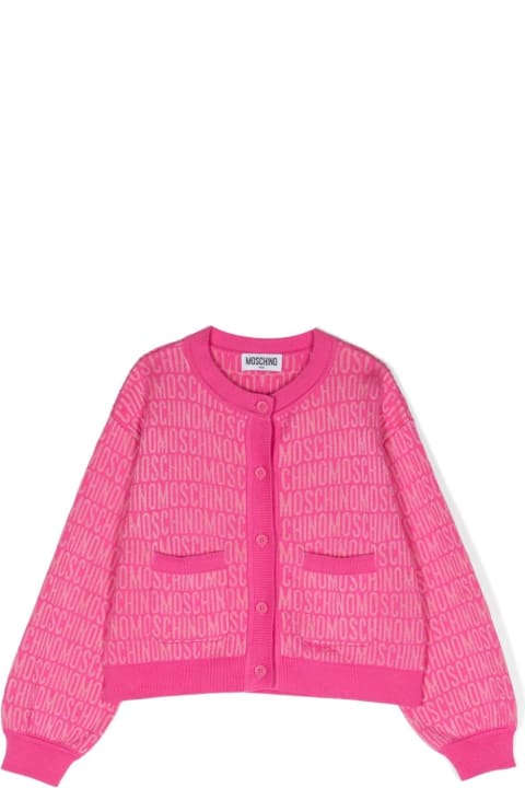 Moschino Sweaters & Sweatshirts for Girls Moschino Fuchsia Cardigan With All-over Logo