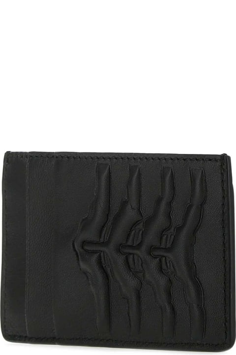 メンズ Alexander McQueenの財布 Alexander McQueen Black Nappa Leather Card Holder