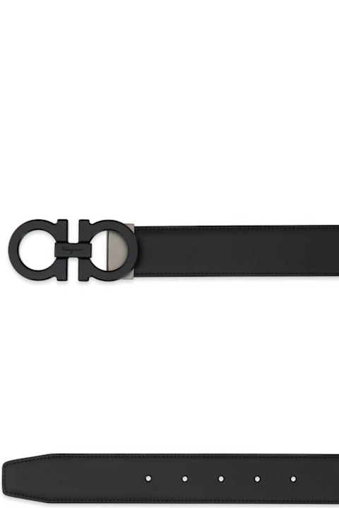 Ferragamo لـ Kids Ferragamo Black Leather Reversibile Belt