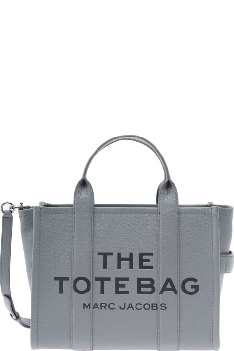 Homeware Marc Jacobs 'the Medium Tote Bag' Grey Shoulder Bag With Logo In Grainy Leather Woman
