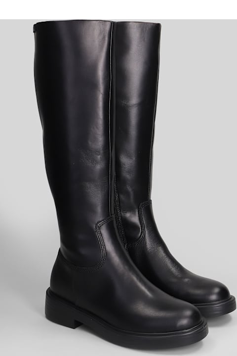 Camper Dean High Heels Boots In Black Leather