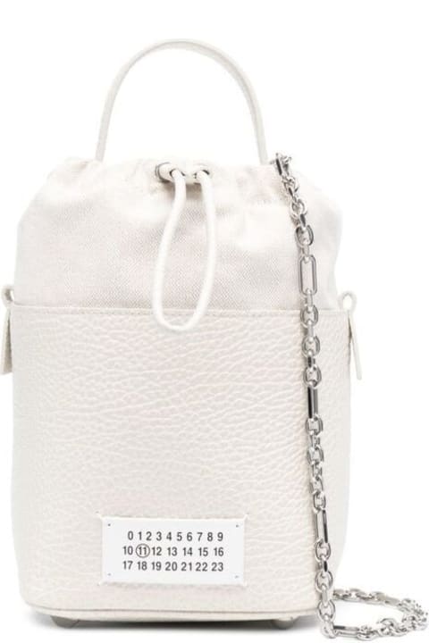 Bags for Women Maison Margiela White '5a Bucket' With Chain Adjustable Shoulder Strap In Leather Woman