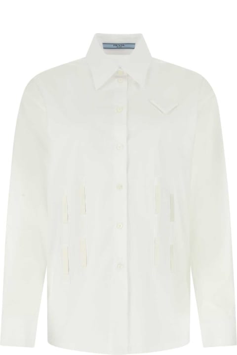 Topwear for Women Prada White Poplin Oversize Shirt