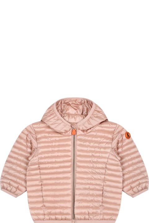 Topwear for Baby Girls Save the Duck Pink Lucy Down Jacket For Baby Girl With Logo