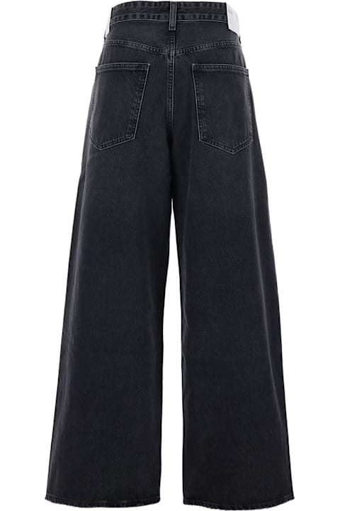 AGOLDE for Kids AGOLDE 'vana' Black Low-crotch Jeans With Book Closure In Denim Woman