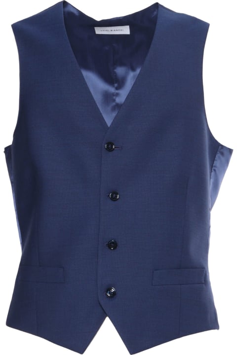 Luigi Bianchi Mantova Coats & Jackets for Men Luigi Bianchi Mantova Bright Blue Single-breasted Vest