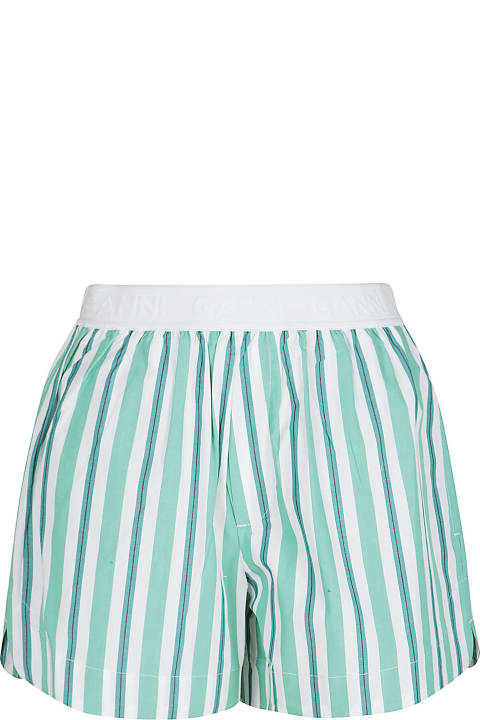 Ganni Pants & Shorts for Women Ganni Elastic Logo Waist Stripe Detail Shorts