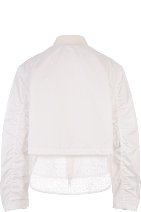 Ermanno Scervino Coats & Jackets for Women Ermanno Scervino White Short Windbreaker Jacket With Sangallo Lace