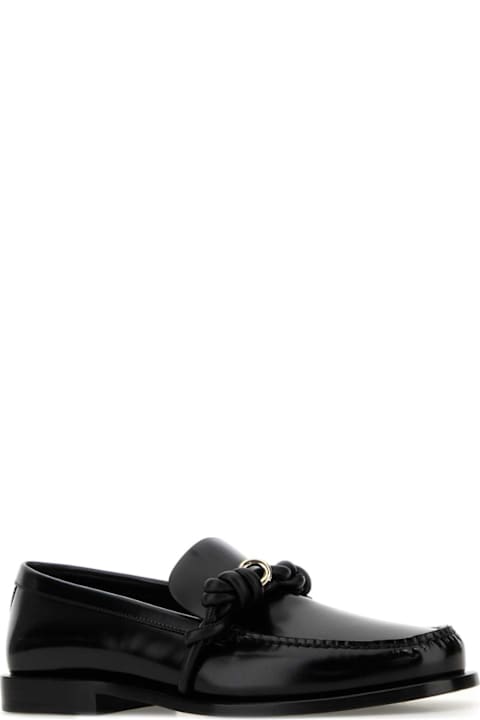 Jil Sander Black Leather Tangle Loafers