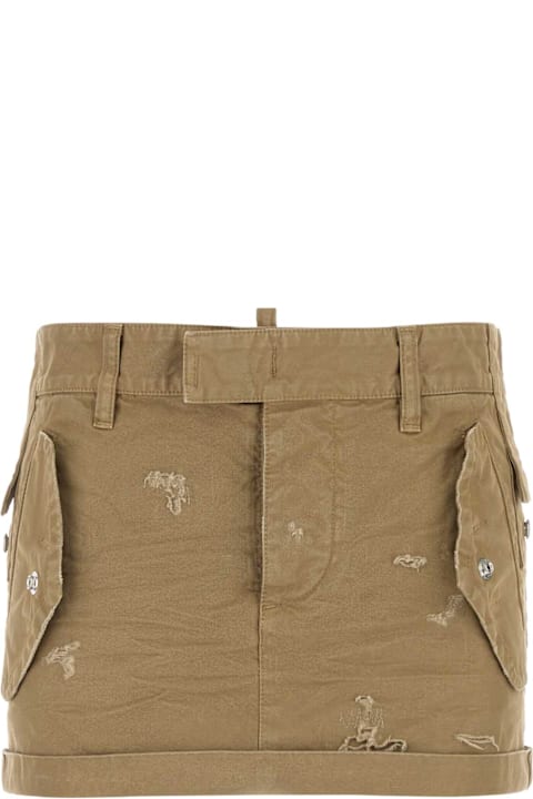 Homeware Dsquared2 Khaki Canvas Mini Skirt