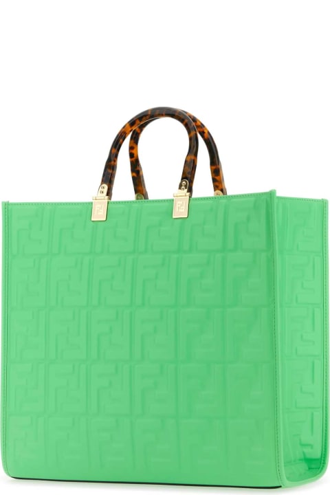 Fashion for Women Fendi Fluo Green Leather Medium Sunshine Shopping Bag