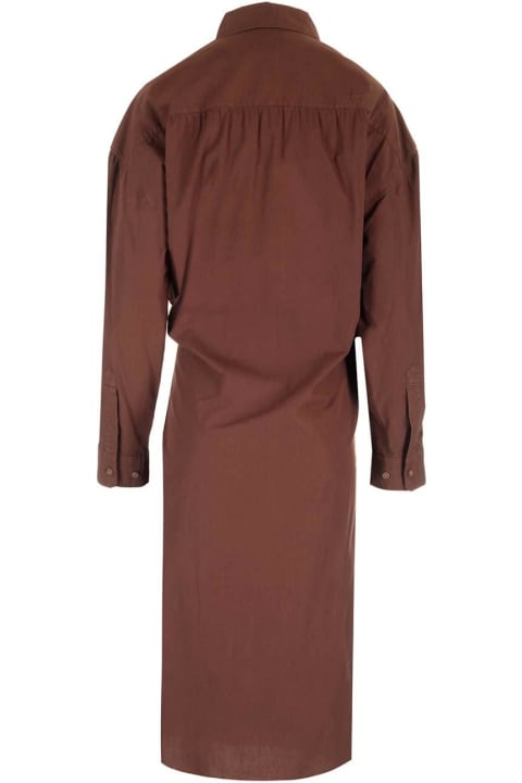 Fashion for Women Lemaire Asymmetric Twisted Midi Shirt Dress