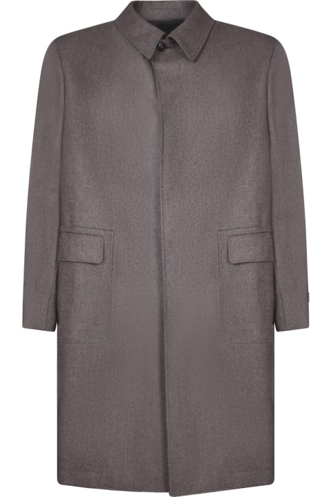 Canali for Men Canali Wool And Cashmere Grey Green Coat