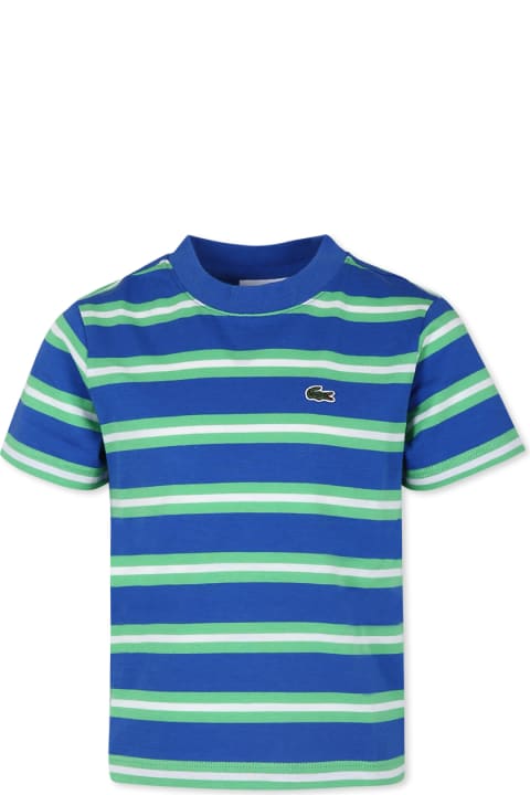 Topwear for Boys Lacoste Blue T-shirt For Boy With Crocodile