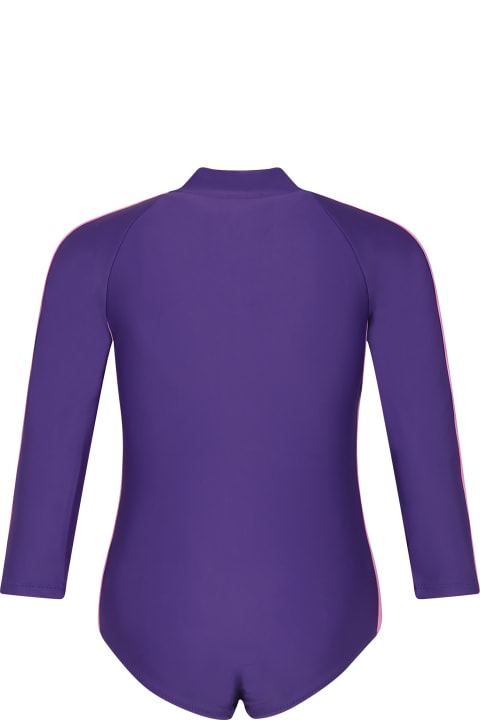 Mini Rodini T-Shirts & Polo Shirts for Girls Mini Rodini Anti-uv Purple Swimsuit For Girl With Logo