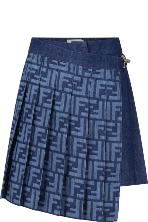 Casual Denim Culottes For Girl With Monogram