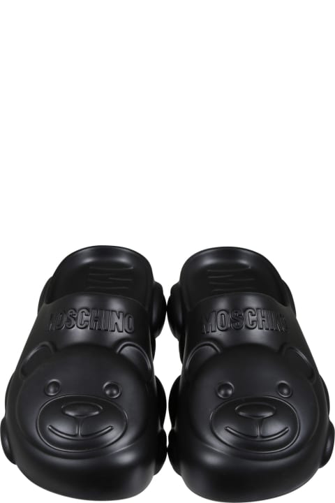 Shoes for Boys Moschino Black Mules For Kids With Teddy Bear
