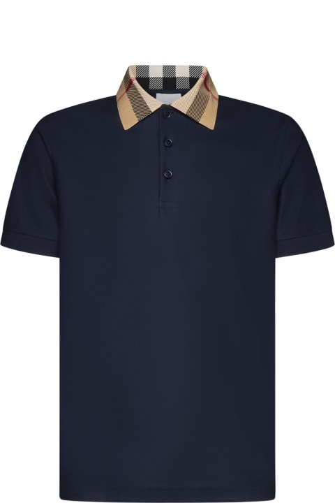 Shirts for Men Burberry Midnight Blue Piquet Polo Shirt