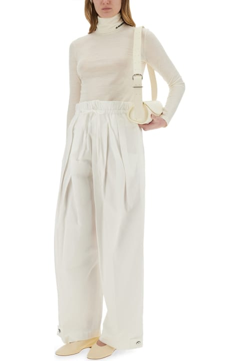 Jil Sander Pants & Shorts for Women Jil Sander Wide Pants In Cotton Gabardine