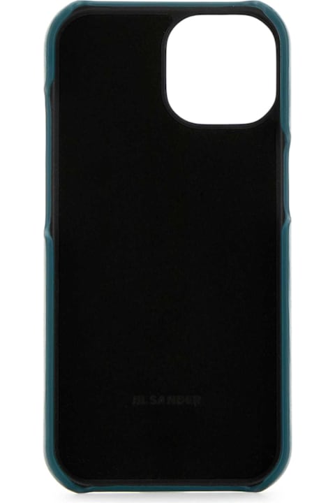 Jil Sander Hi-Tech Accessories for Women Jil Sander Petrol Blue Leather Iphone 15 Cover