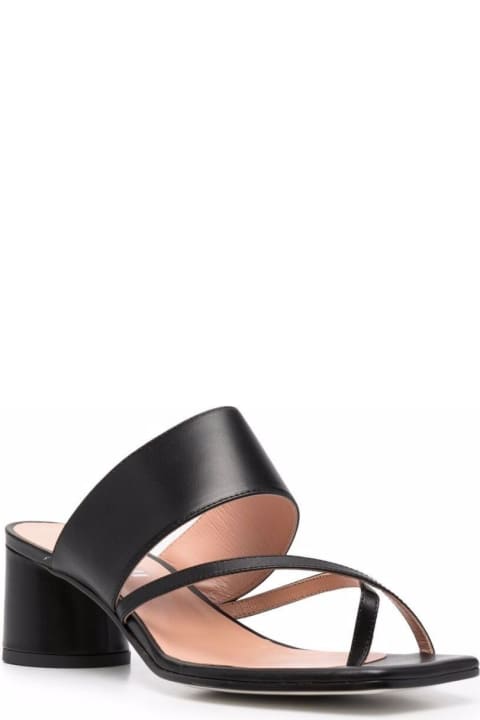 Pollini Woman's  Black Leather Thong Mules