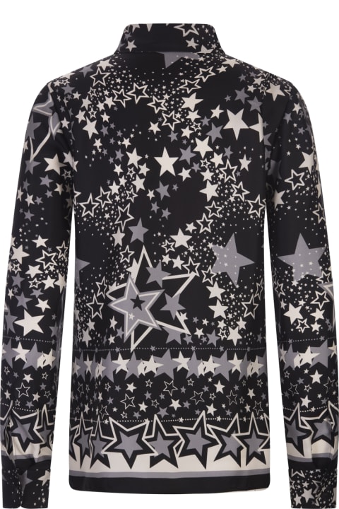 ウィメンズ RED Valentinoのトップス RED Valentino Black Shirt With Stars Explosion Print