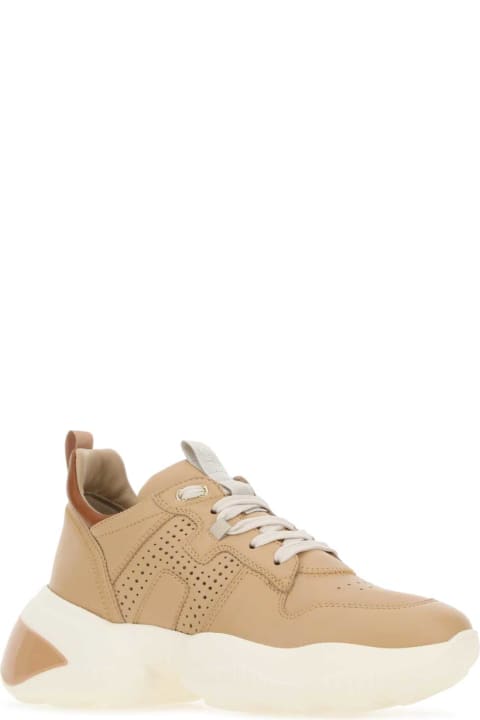 Hogan Shoes for Women Hogan Camel Leather Interaction Sneakers