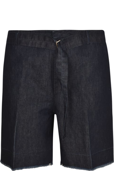 Pants for Men Lanvin Fringe Hem Belted Denim Shorts
