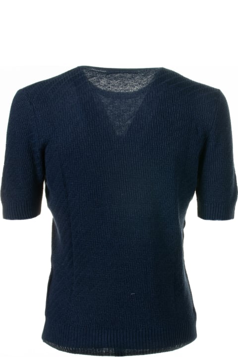 Tagliatore Sweaters for Men Tagliatore Blue Knitted T-shirt