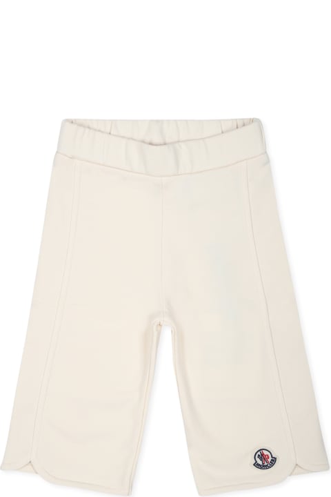 Moncler ملابس تحتية لـ رُضع بنات Moncler Ivory Pants For Baby Girl With Logo Patch