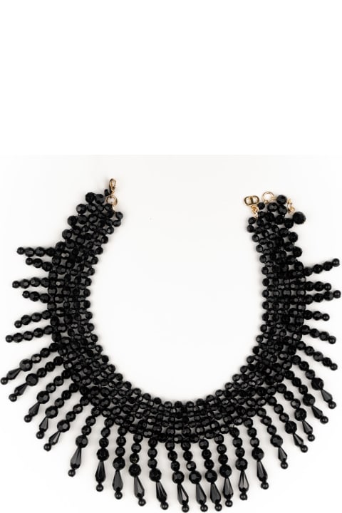 ウィメンズ ネックレス TwinSet Necklace With Black Glass Beads