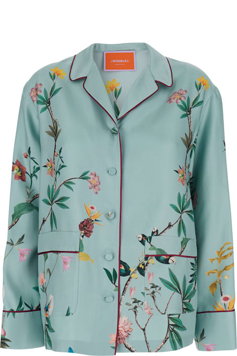 La DoubleJ for Men La DoubleJ Multicolor Shirt With Notched Collar And All-over Floral Motif In Silk Woman