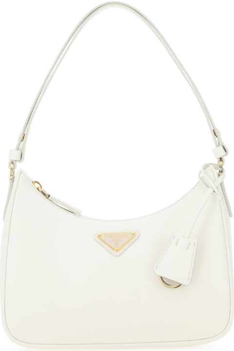 Prada Bags for Women Prada White Leather Mini Prada Re-edition Shoulder Bag