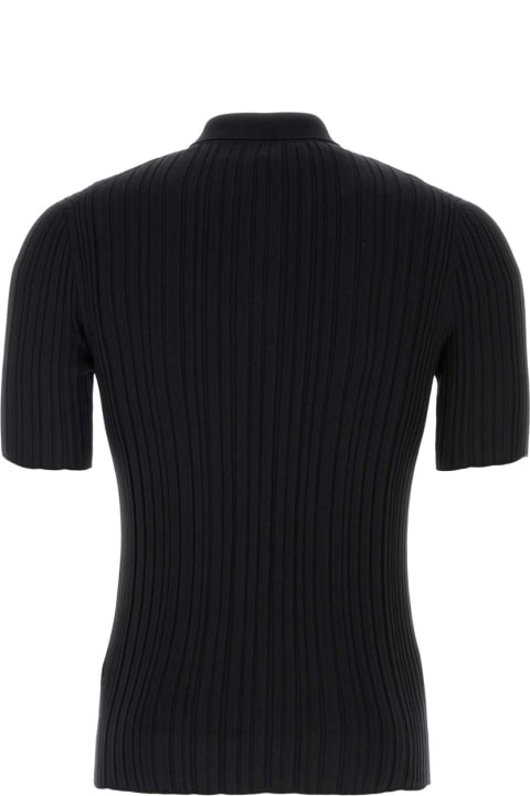 Topwear for Men Dolce & Gabbana Black Silk Blend Polo Shirt
