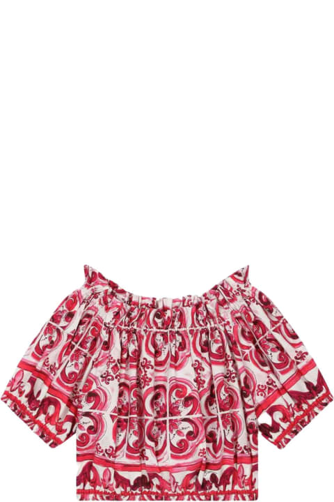 Dolce & Gabbana Topwear for Girls Dolce & Gabbana White/fuchsia Blouse Girl Dolce&gabbana Kids