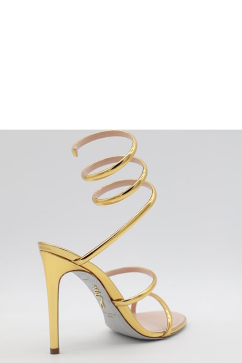 Homeware René Caovilla Gold Tone Leather Sandals