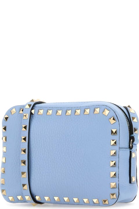 Fashion for Women Valentino Garavani Light Blue Leather Rockstud Crossbody Bag