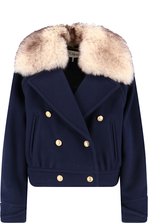 Homeware Chloé Double-breasted Coat With Fur Coat