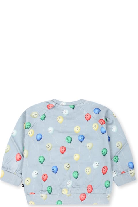 Fashion for Baby Girls Molo Light Blue Sweatshirt For Baby Boy With Smiley Ballon