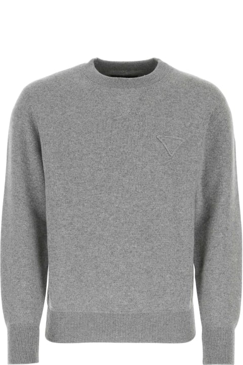 Clothing Sale for Men Prada Melange Grey Stretch Cashmere Blend Sweater
