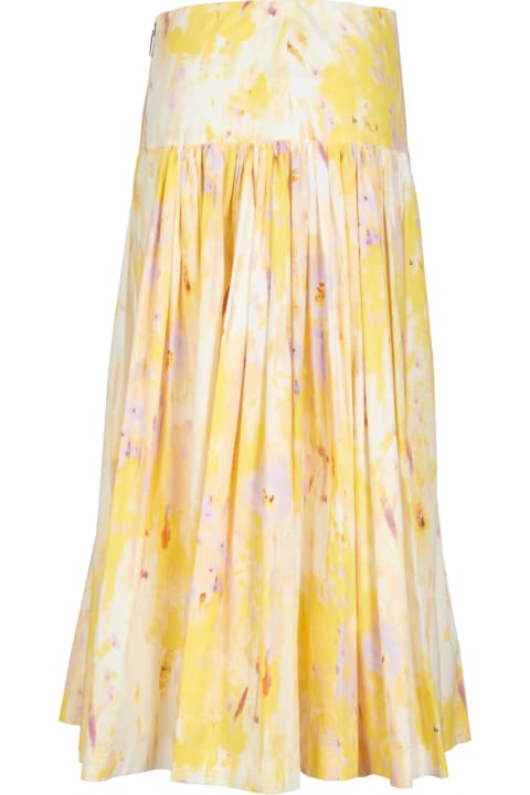 Fashion for Women MSGM Flared Midi Skirt In Poplin With 'artsy Flower' Print